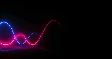 Wave glowing , movement of neon lines of pink and blue color in path, laser curves Flowing, laser show, luminous lines appear and flicker, 4k animation video