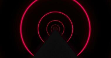 Tunnel von Kreis Neon- Rosa Beleuchtung, Technologie Hintergrund, 3d, 4k nahtlos Schleife video