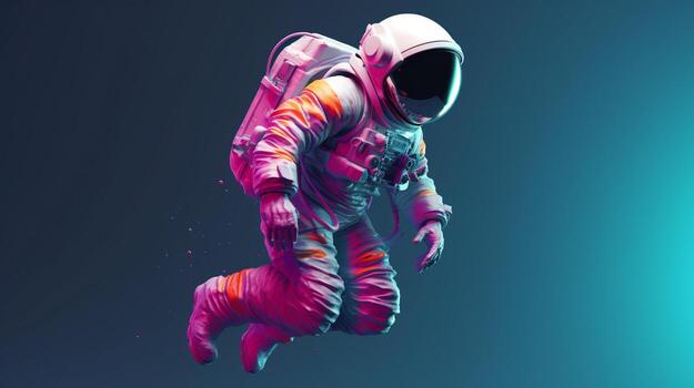 astronaut in trending color palette with photo