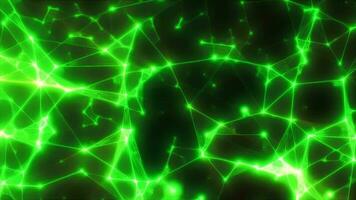 abstrakt grön plexus rader trianglar energi magisk bakgrund, 4k video, 60 fps video