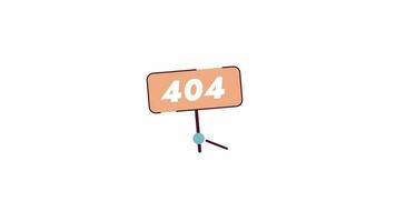 Holding 404 error sign animation. Repair work. Site error. Empty state 4K video concept footage with alpha channel transparency. Colorful page not found flash message for UI, UX web design