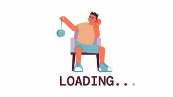 Boy playing yoyo loader animation. Adolescent boredom. Animated male teenager with toy. Flash message 4K video footage. Isolated color loading with alpha channel transparency for UI, UX web design