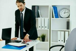 businessman in the office with documents executive photo