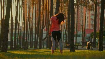 woman doing exercises in the open air video