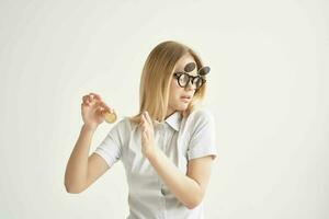 financier in a white shirt with a folder in hand isolated background photo