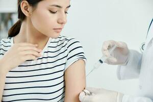 patient in hospital doing vaccination health close-up photo