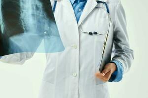 radiologist in a white coat x-ray close-up photo