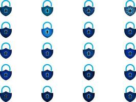 Modern Cybersecurity Technology Icon Pack with Padlock vector