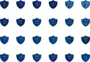 Modern Cybersecurity Technology Icon Pack with Shield vector