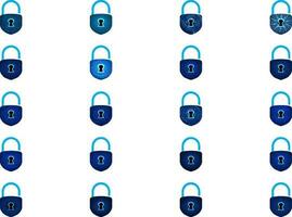 Modern Cybersecurity Technology Icon Pack with Padlock vector