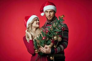 man and woman holiday new year christmas romance photo