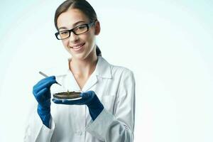 woman laboratory assistant research biology experiment photo