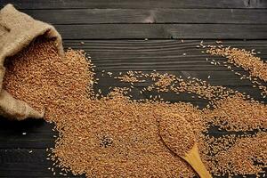 wooden table healthy breakfast wood background photo