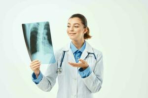 woman radiologist from examination x-ray emotion photo