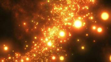 Abstract orange color changing energy particles and waves magical bright glowing futuristic hi-tech with blur effect and bokeh background video