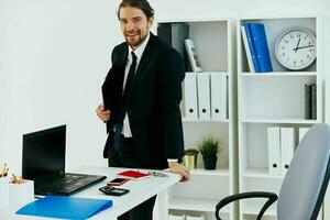 businessman in the office with documents executive photo