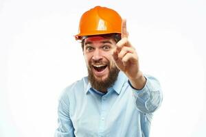 man in construction uniform orange paint industry professional cropped view photo