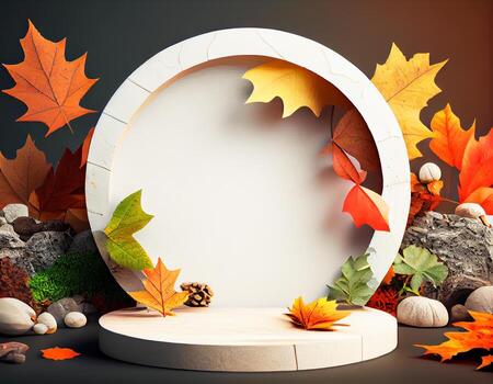 Abstract 3d podium for product presentation with geometric shapes, Empty round podium,Platforms for product presentation show new product background. photo