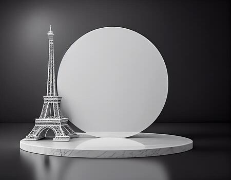 Abstract 3d podium for product presentation with geometric shapes, Empty round podium,Platforms for product presentation show new product background. photo