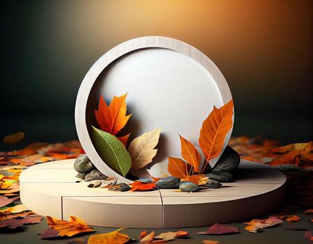 Abstract 3d podium for product presentation with geometric shapes, Empty round podium,Platforms for product presentation show new product background. photo