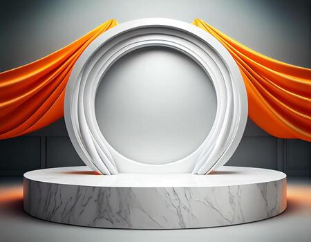 Abstract 3d podium for product presentation with geometric shapes, Empty round podium,Platforms for product presentation show new product background. photo