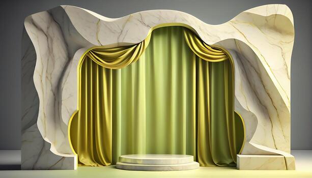 Abstract 3d podium for product presentation with geometric shapes, Empty round podium,Platforms for product presentation show new product background. photo