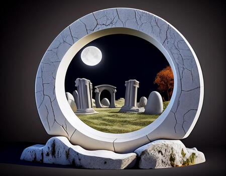 Abstract 3d podium for product presentation with geometric shapes, Empty round podium,Platforms for product presentation show new product background. photo