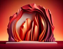 Abstract 3d podium for product presentation with geometric shapes, Empty round podium,Platforms for product presentation with shadows and light background. photo