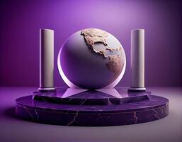 Abstract 3d podium for product presentation with geometric shapes, Empty round podium,Platforms for product presentation show new product background. photo