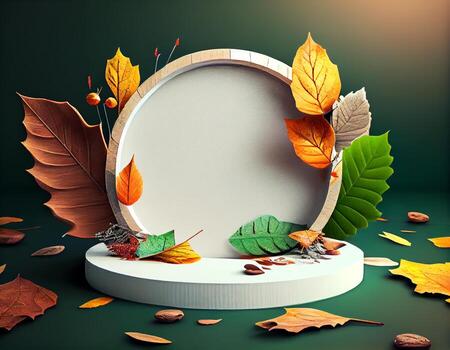 Abstract 3d podium for product presentation with geometric shapes, Empty round podium,Platforms for product presentation show new product background. photo