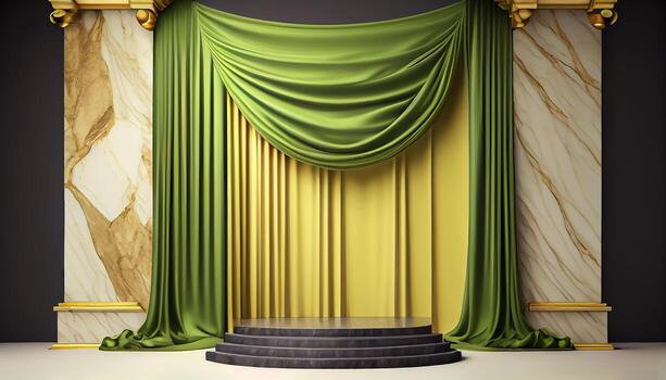 Abstract 3d podium for product presentation with geometric shapes, Empty round podium,Platforms for product presentation show new product background. photo