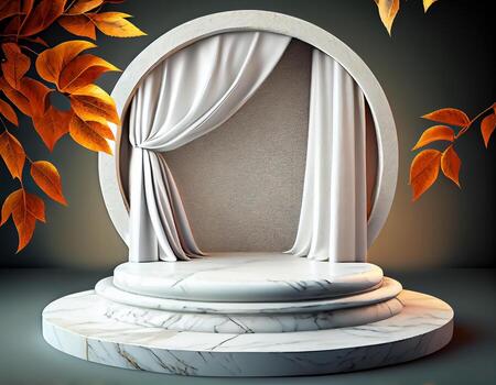 Abstract 3d podium for product presentation with geometric shapes, Empty round podium,Platforms for product presentation show new product background. photo