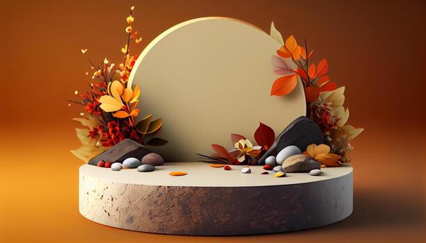 Abstract 3d podium for product presentation with geometric shapes, Empty round podium,Platforms for product presentation show new product background. photo