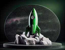 Abstract 3d podium for product presentation with geometric shapes, Empty round podium,Platforms for product presentation show new product background. photo