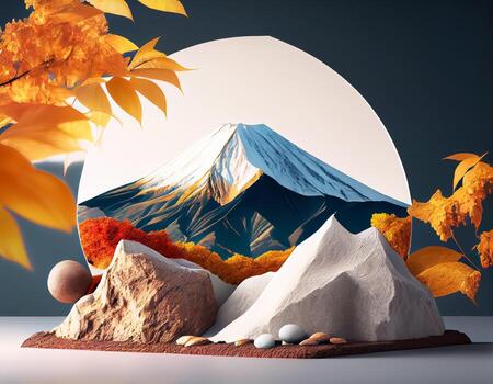 Abstract 3d podium for product presentation with geometric shapes, Empty round podium,Platforms for product presentation with shadows and light background. photo