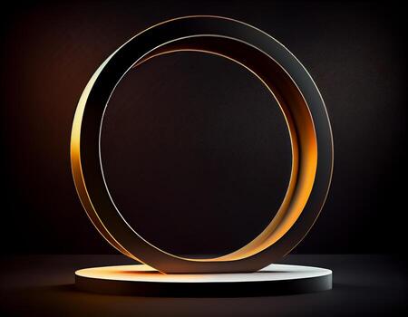 Abstract 3d podium for product presentation with geometric shapes, Empty round podium,Platforms for product presentation show new product background. photo