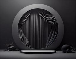 Abstract 3d podium for product presentation with geometric shapes, Empty round podium,Platforms for product presentation show new product background. photo