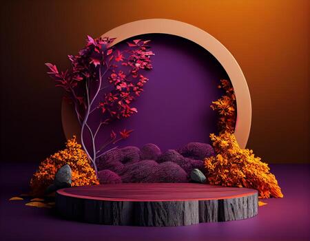 Abstract 3d podium for product presentation with geometric shapes, Empty round podium,Platforms for product presentation show new product background. photo