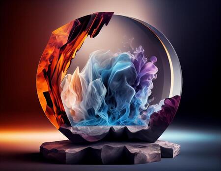 Abstract 3d podium for product presentation with geometric shapes, Empty round podium,Platforms for product presentation show new product background. photo