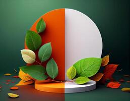 Abstract 3d podium for product presentation with geometric shapes, Empty round podium,Platforms for product presentation show new product background. photo