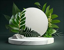 Abstract 3d podium for product presentation with geometric shapes, Empty round podium,Platforms for product presentation show new product background. photo