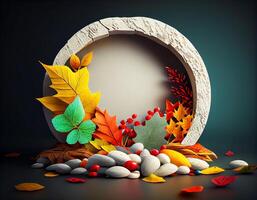 Abstract 3d podium for product presentation with geometric shapes, Empty round podium,Platforms for product presentation show new product background. photo