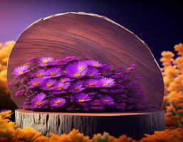 Abstract 3d podium for product presentation with geometric shapes, Empty round podium,Platforms for product presentation show new product background. photo