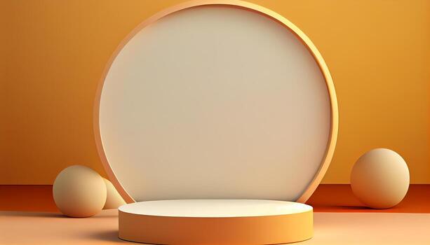 Abstract 3d podium for product presentation with geometric shapes, Empty round podium,Platforms for product presentation show new product background. photo