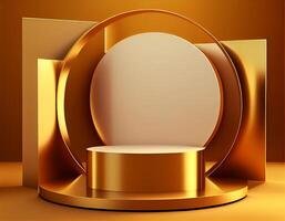 Abstract 3d podium for product presentation with geometric shapes, Empty round podium,Platforms for product presentation show new product background. photo