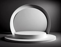 Abstract 3d podium for product presentation with geometric shapes, Empty round podium,Platforms for product presentation show new product background. photo