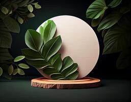 Abstract 3d podium for product presentation with geometric shapes, Empty round podium,Platforms for product presentation show new product background. photo