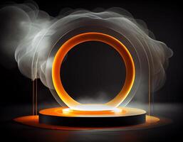 Abstract 3d podium for product presentation with geometric shapes, Empty round podium,Platforms for product presentation show new product background. photo