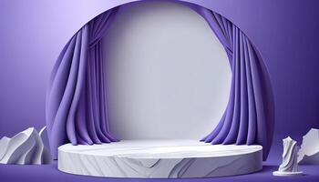 Abstract 3d podium for product presentation with geometric shapes, Empty round podium,Platforms for product presentation show new product background. photo