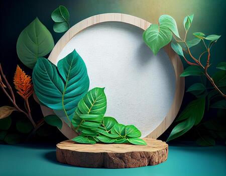 Abstract 3d podium for product presentation with geometric shapes, Empty round podium,Platforms for product presentation show new product background. photo